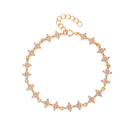 925 Sterling Silver White Zirconia Bracelet – Champagne Gold Plated (6 + 1 inch) - Kiira